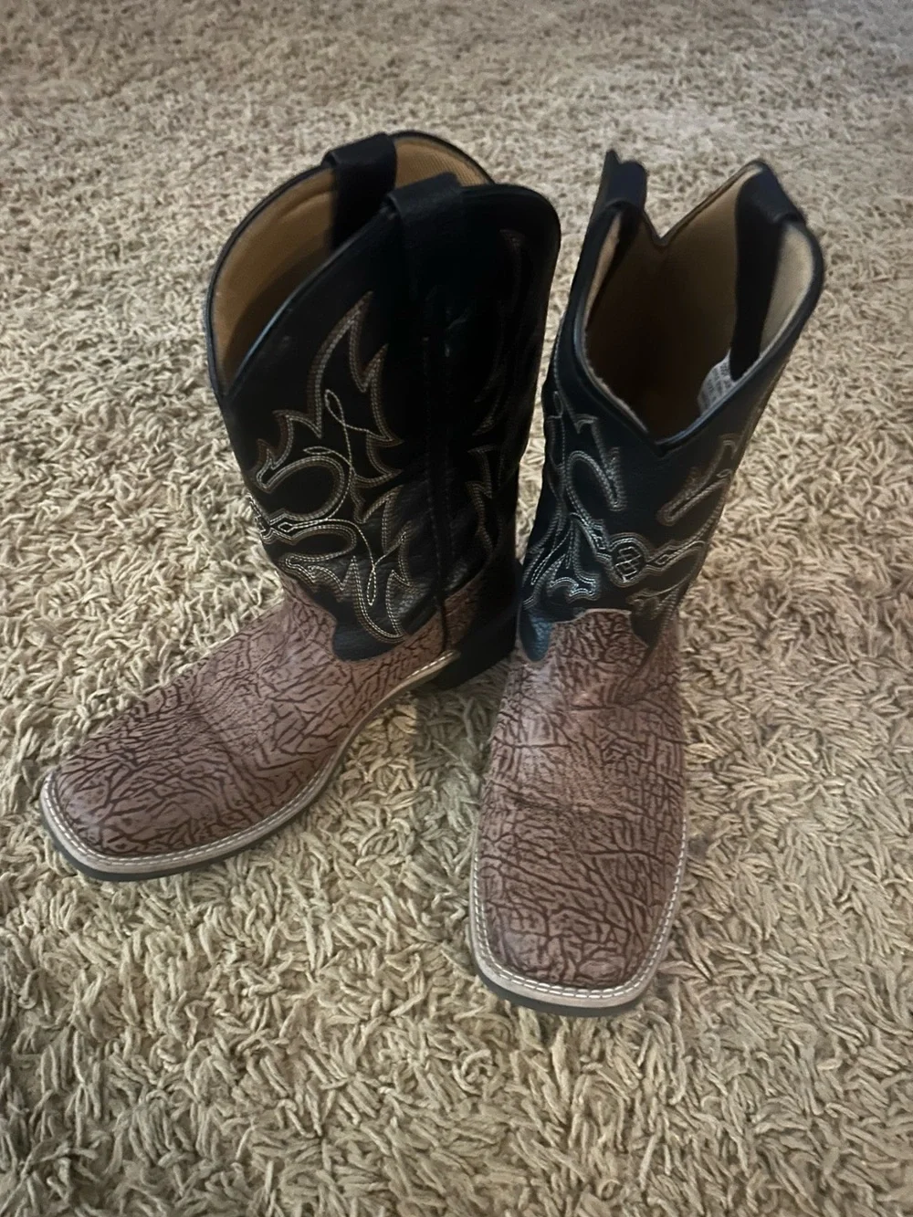 Boy’s Cody James Western Square-Toe Brown & Black Cowboy Boots